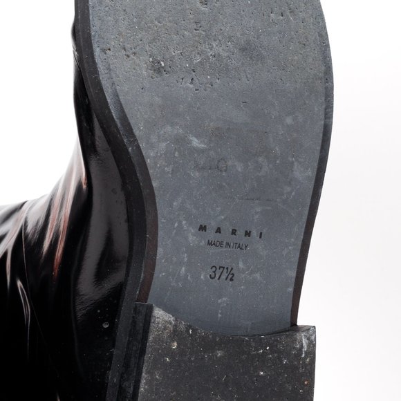 Marni Faux-Fur Trimmed Black Patent Leather Boots - Picture 5 of 10